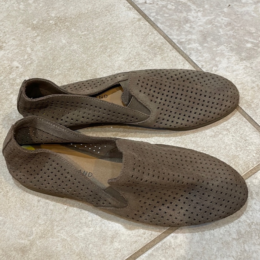 Lucky Brand Suede Perforated Slouchy Slip On Loafers Flats 9